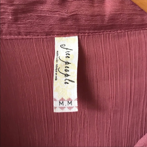 FREE PEOPLE Sheer Raspberry Ruffle Tuxedo Blouse - Picture 9 of 9